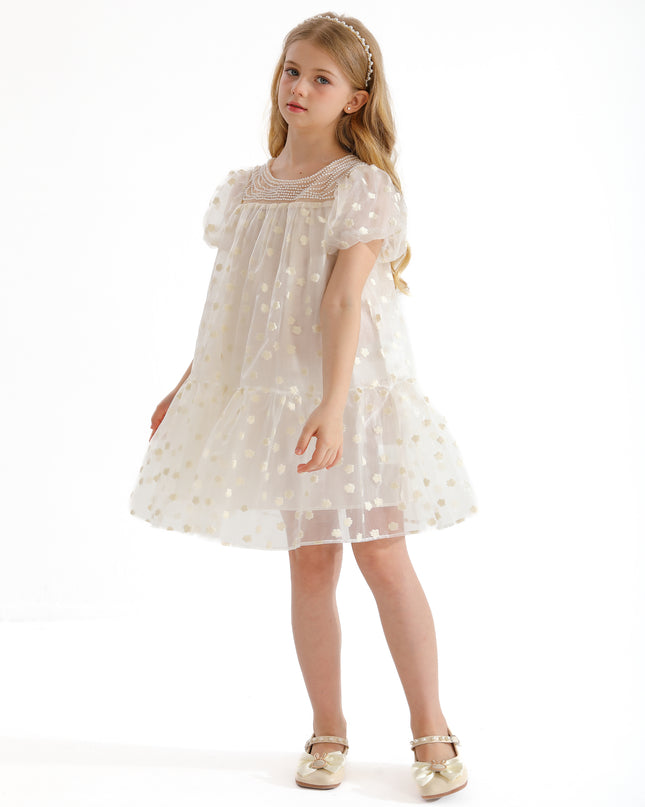 White Perivale Floral Overlay Dress