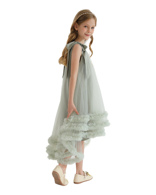 Green Violeta Sleeveless Ruffle Overlay Dress