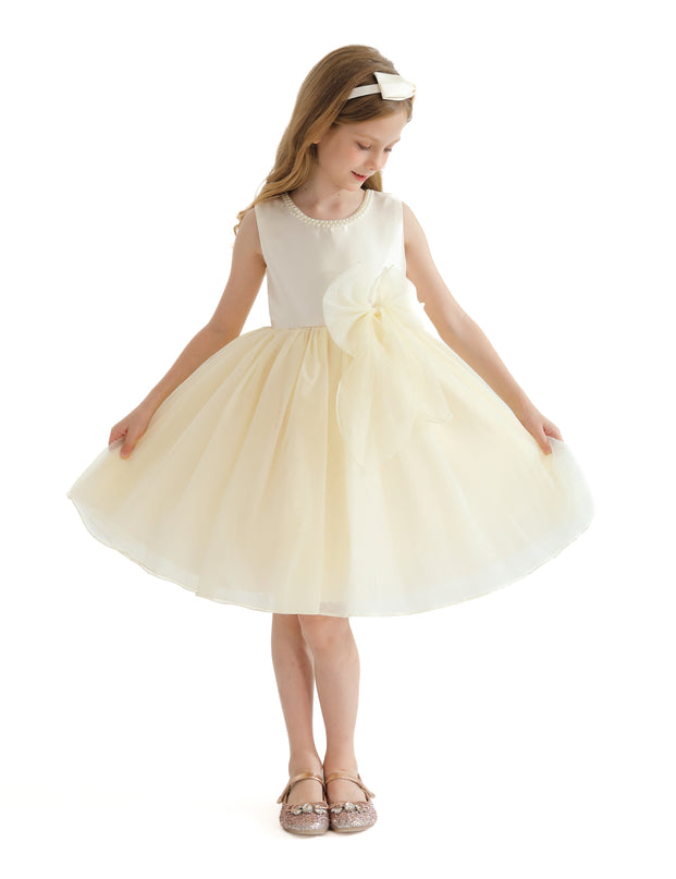 Champagne Felice Tulle Bow Dress