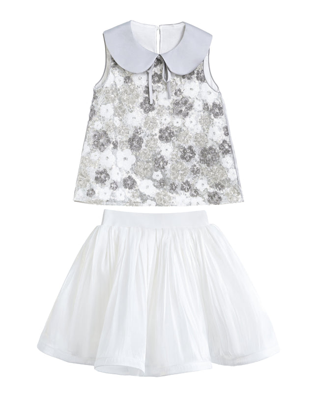 Grey Floral Sleeveless Set