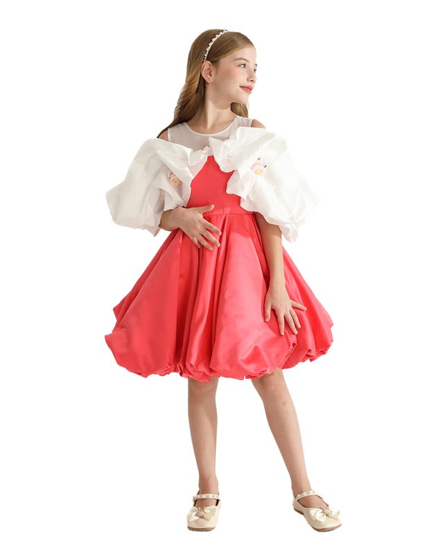 kidsatelier-tulleen-Red-Silhouette-White-Sleeve-Isadora-Dress