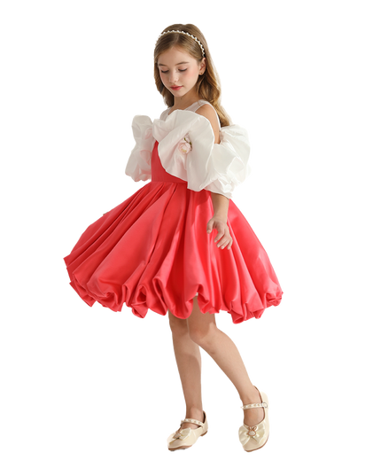 kidsatelier-tulleen-Red-Silhouette-White-Sleeve-Isadora-Dress