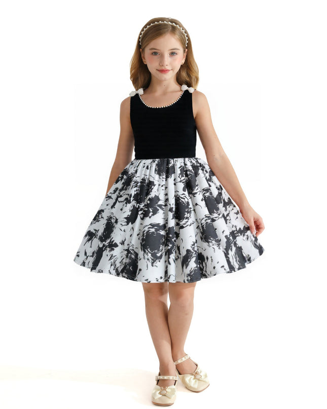 kidsatelier-tulleen-Black-and-White-Abstract-Maitland-Dress