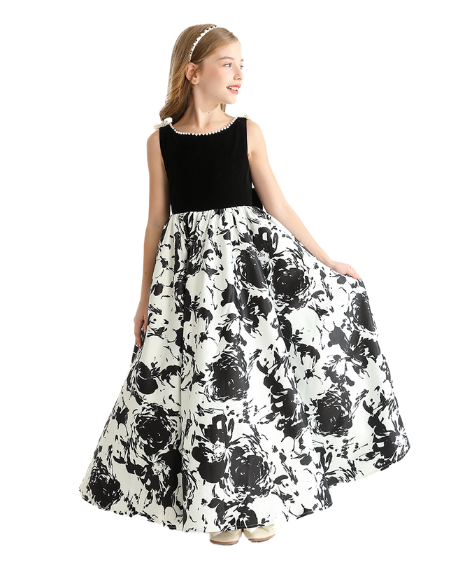 kidsatelier-tulleen-Black-and-White-Abstract-Dalmeny-Dress