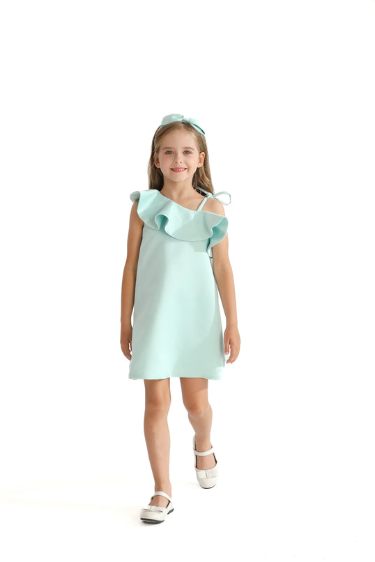 Green Petulla Off Shoulder Ruffle Dress