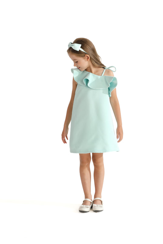 Green Petulla Off Shoulder Ruffle Dress