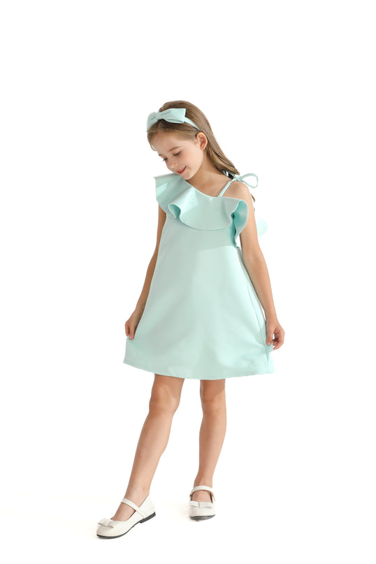Green Petulla Off Shoulder Ruffle Dress