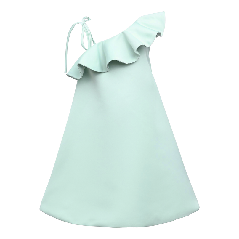 Green Petulla Off Shoulder Ruffle Dress