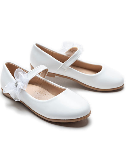 kidsatelier-Tulleen-White Cross Banded Ribbon Flats-TSM42002-White-1