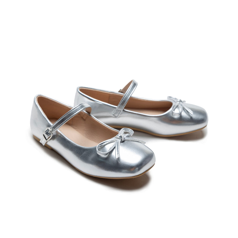 Silver Julietta Bow Flats