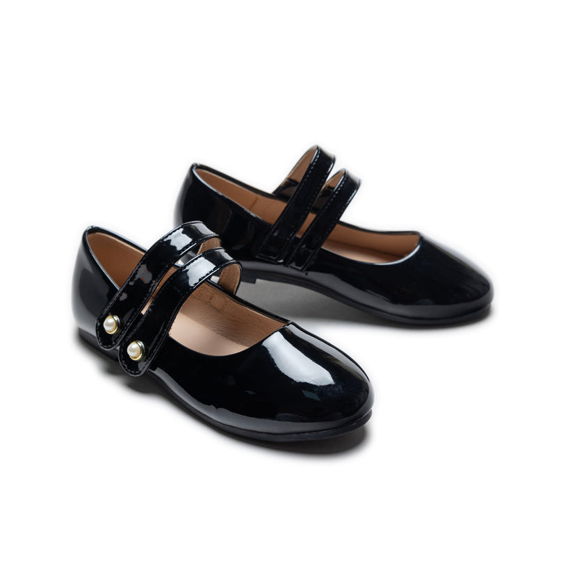 Black Dorothea Banded Patent Flats
