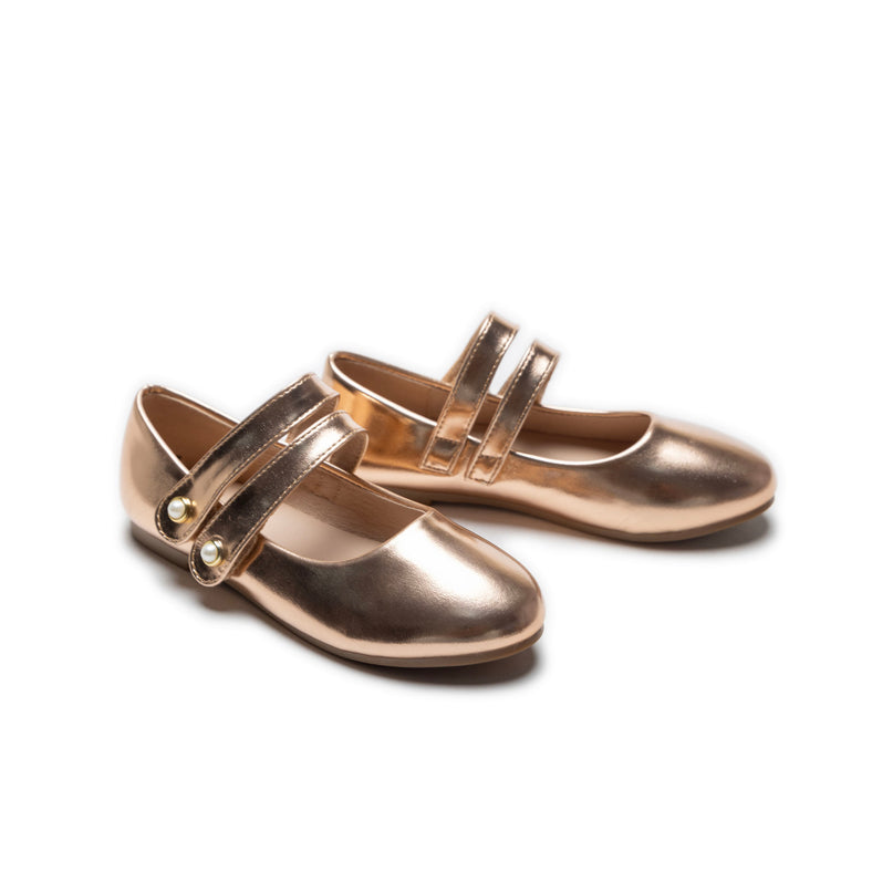 Champagne Dorothea Banded Patent Flats