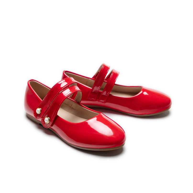 Red Dorothea Banded Patent Flats