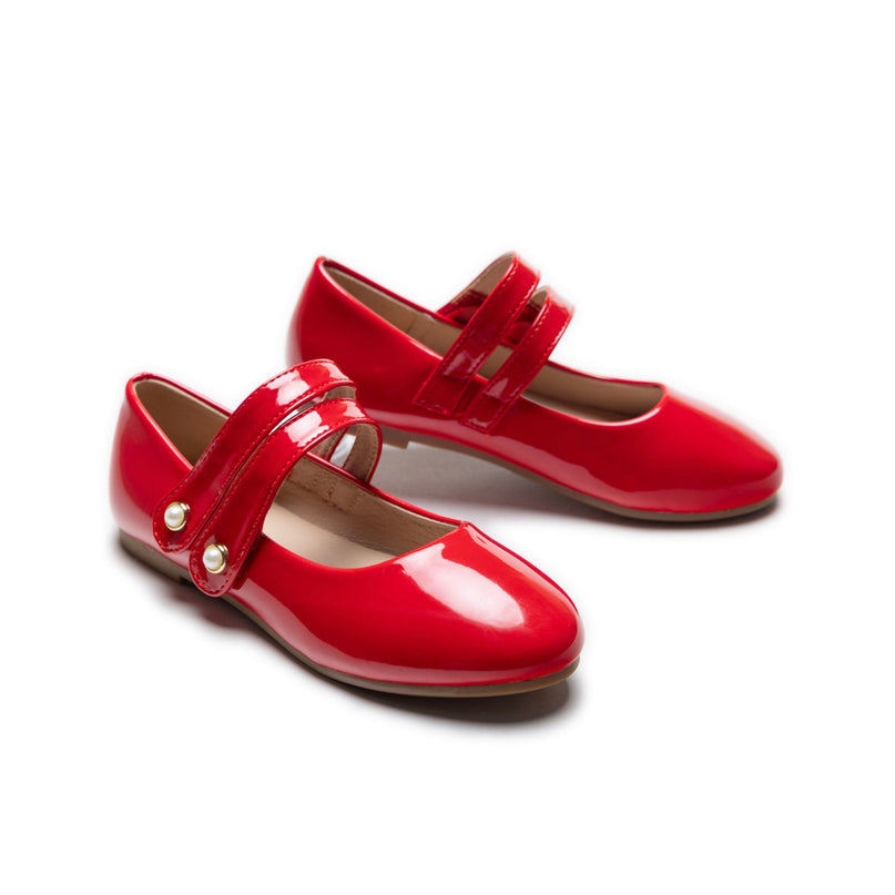 Red Dorothea Banded Patent Flats