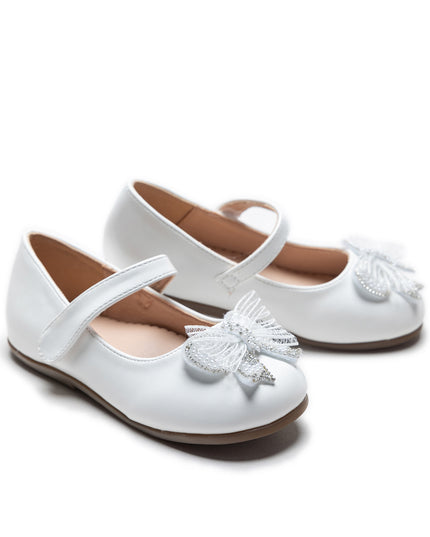 White Charlotte Ribbon Flats