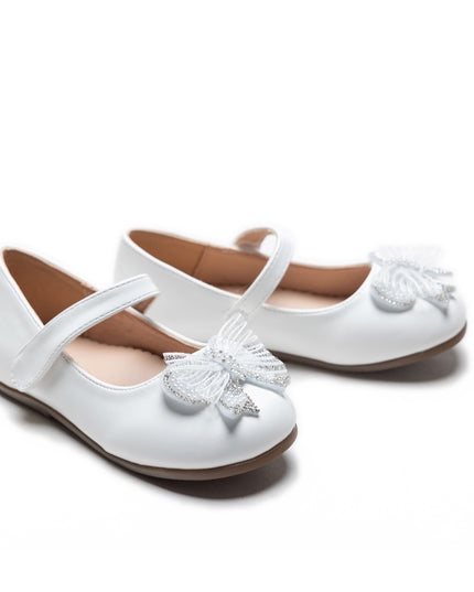 White Charlotte Ribbon Flats