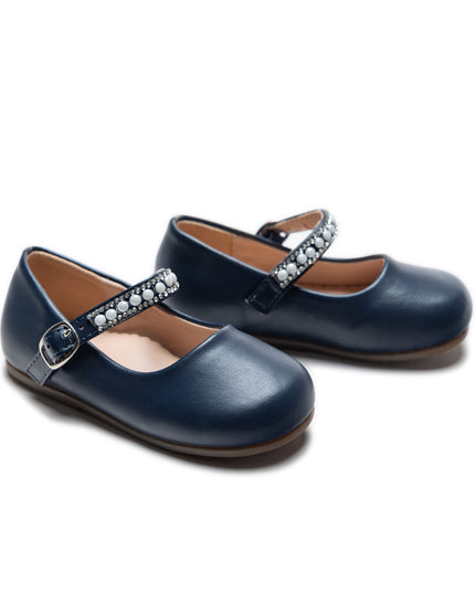 Navy Margot Pearl Band Flats