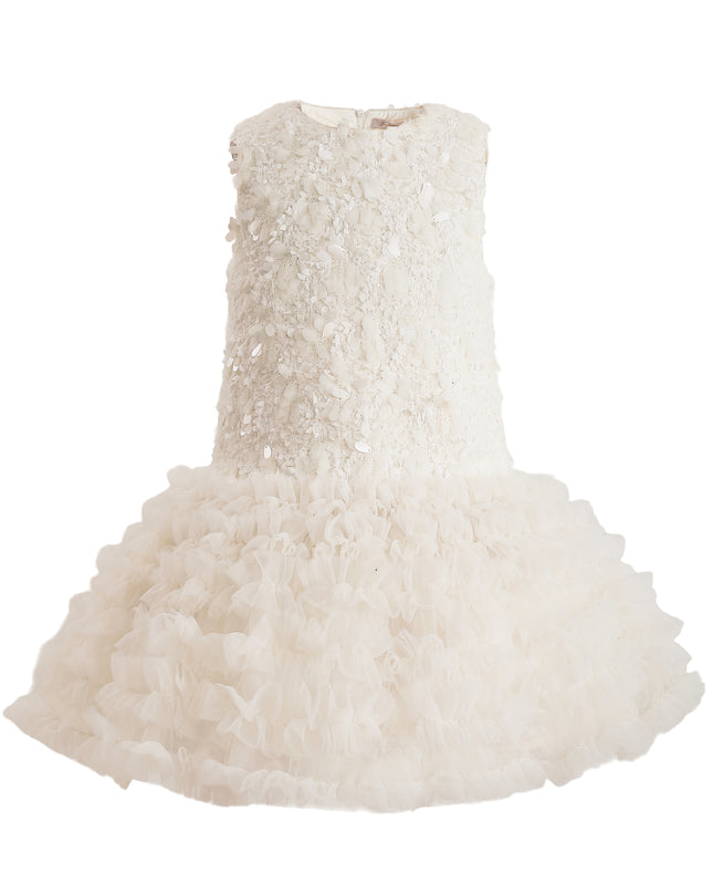 kids atelier tulleen Cream Whispered Petal Mini Dress