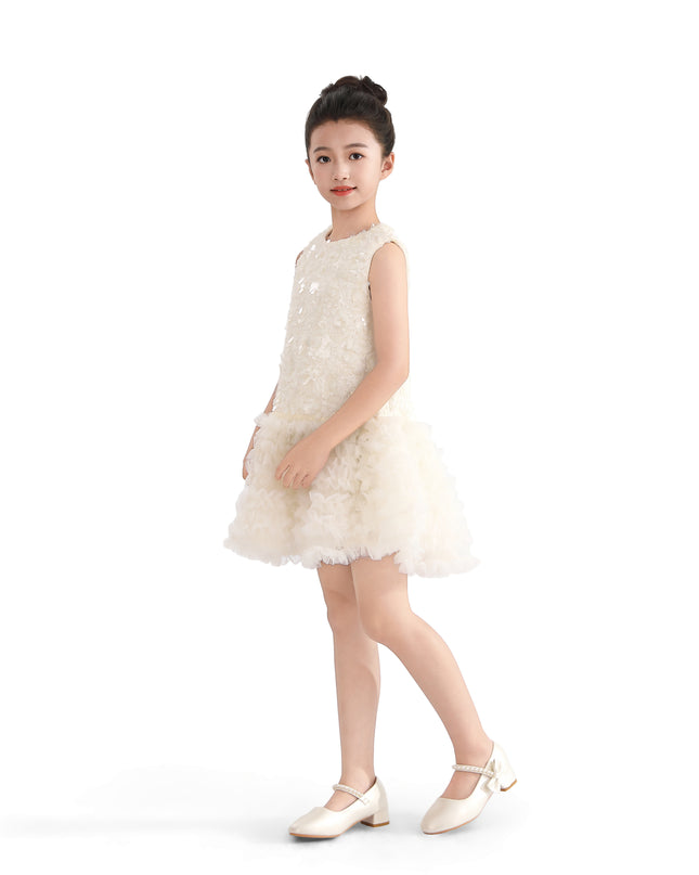 kids atelier tulleen Cream Whispered Petal Mini Dress
