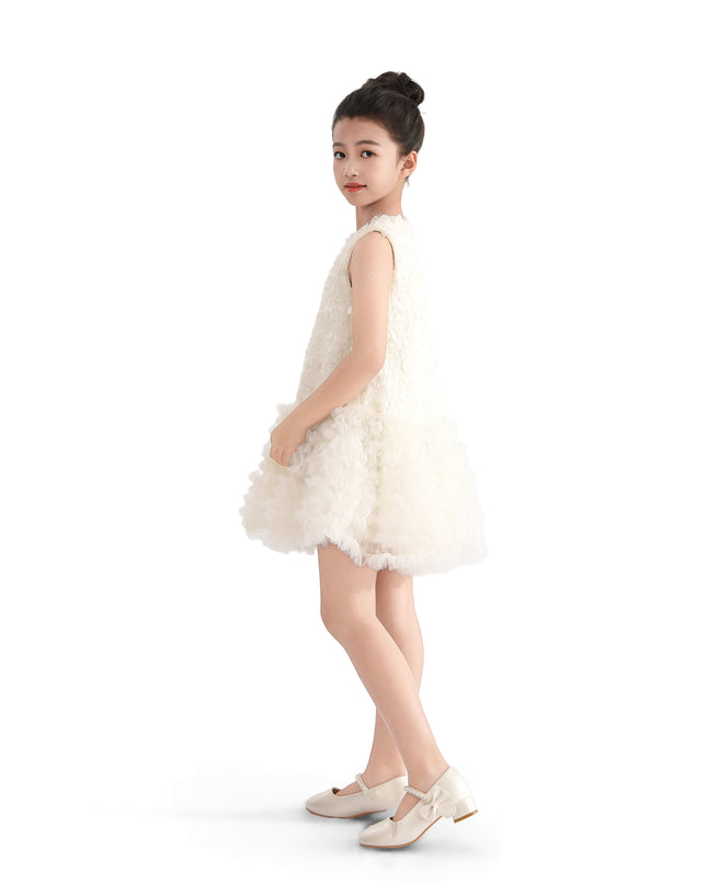 kids atelier tulleen Cream Whispered Petal Mini Dress