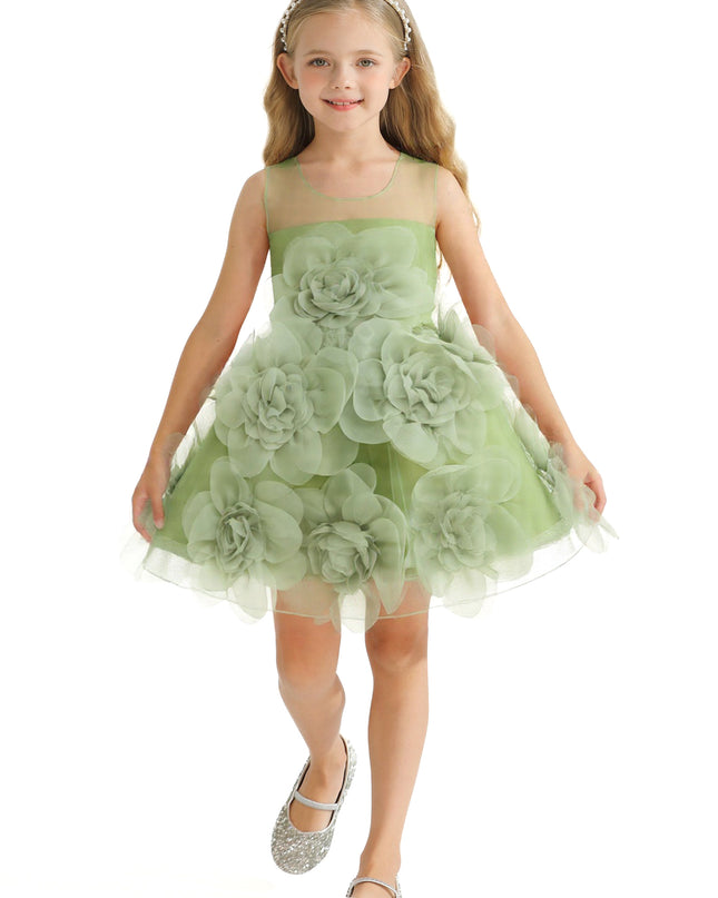 kidsatelier-tulleen-tul1005-green-floral-blooming-flowers-dress