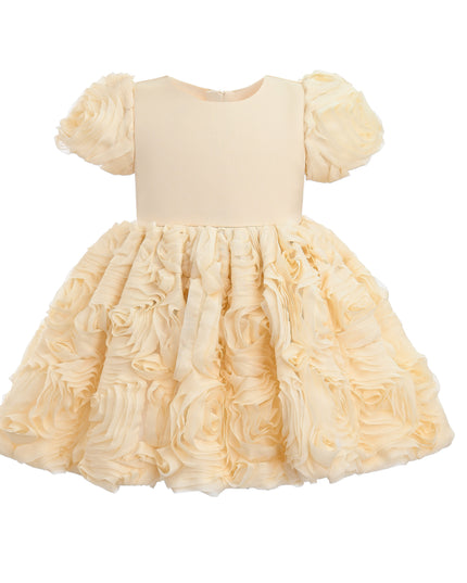 kids atelier tulleen Champagne Bow Rosette Dress