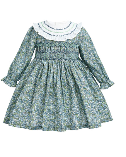 kids atelier tulleen Blue & Green Laurel Smocked Dress
