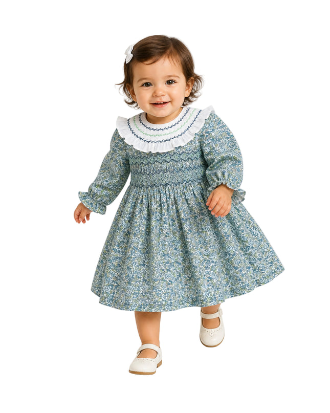 kids atelier tulleen Blue & Green Laurel Smocked Dress