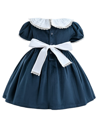 kids atelier tulleen Navy Blue Velvet Dress