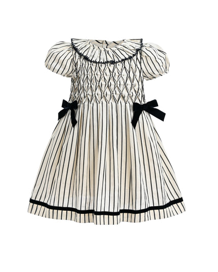kids atelier tulleen Inkstripe Velvet Bow Dress