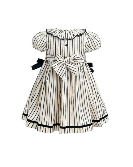 kids atelier tulleen Inkstripe Velvet Bow Dress