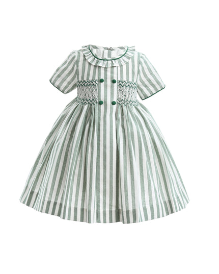 kids atelier tulleen Green Button-Up Stripe Dress