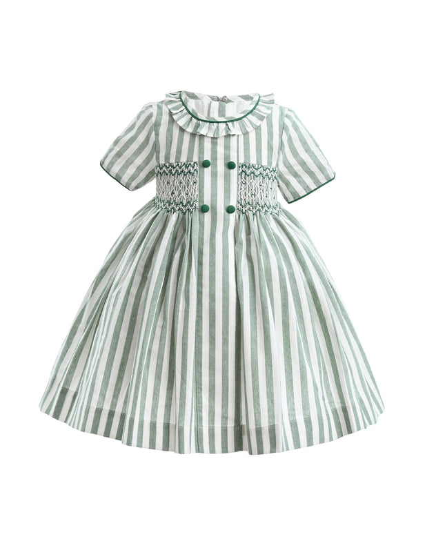 kids atelier tulleen Green Button-Up Stripe Dress