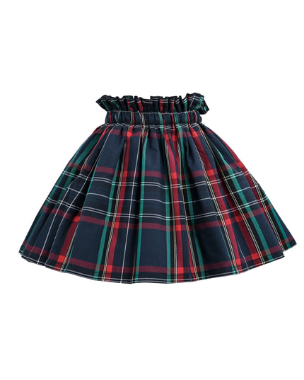 kids atelier tulleen Navy & Plaid Two-Piece Bow Skirt Set