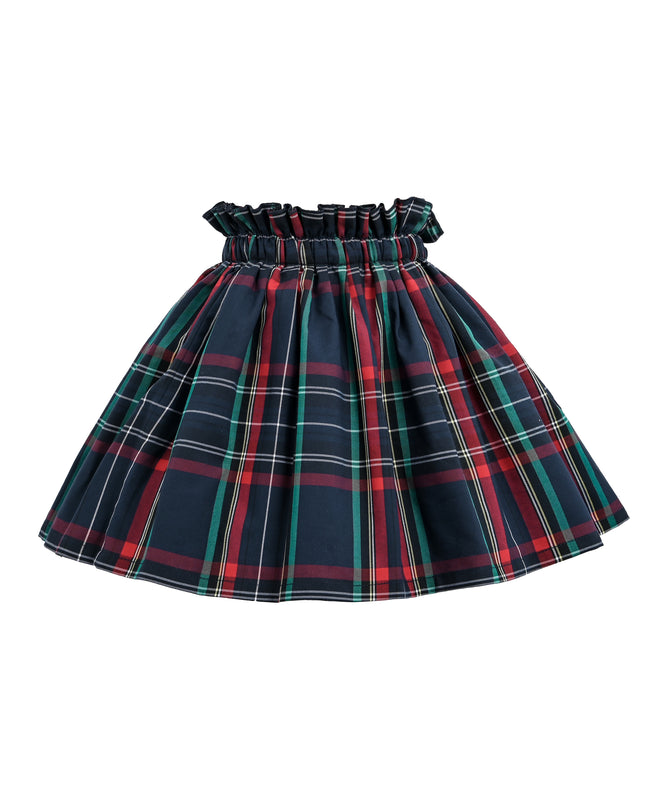 kids atelier tulleen Navy & Plaid Two-Piece Bow Skirt Set