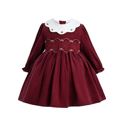 kids atelier tulleen Burgundy Smocked Holiday Dress