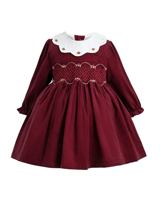 kids atelier tulleen Burgundy Smocked Holiday Dress