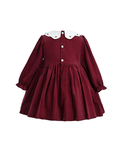 kids atelier tulleen Burgundy Smocked Holiday Dress