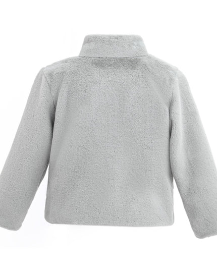 kids atelier tulleen Gray Plush Asymmetrical Coat