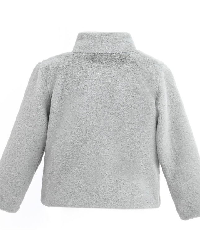 kids atelier tulleen Gray Plush Asymmetrical Coat
