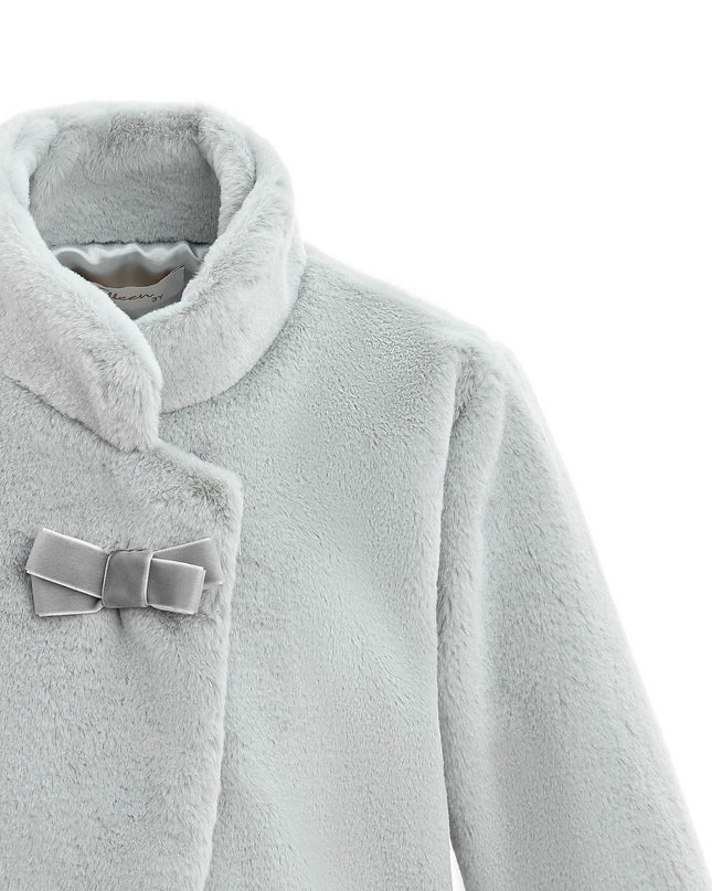 kids atelier tulleen Gray Plush Asymmetrical Coat