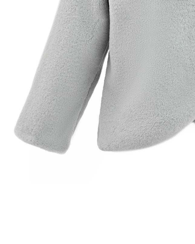 kids atelier tulleen Gray Plush Asymmetrical Coat