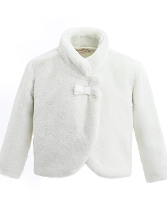 kids atelier tulleen Ivory Plush Asymmetrical Coat