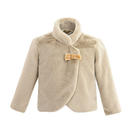kids atelier tulleen Beige Plush Asymmetrical Coat
