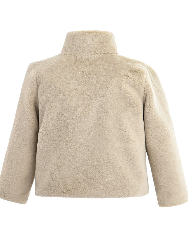 kids atelier tulleen Beige Plush Asymmetrical Coat