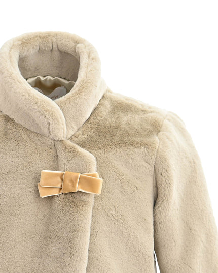 kids atelier tulleen Beige Plush Asymmetrical Coat