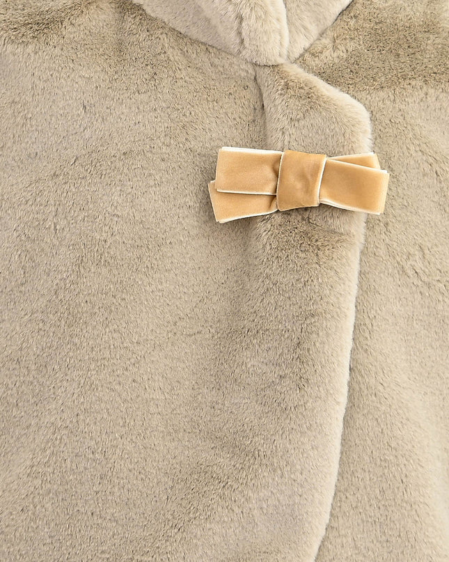 kids atelier tulleen Beige Plush Asymmetrical Coat