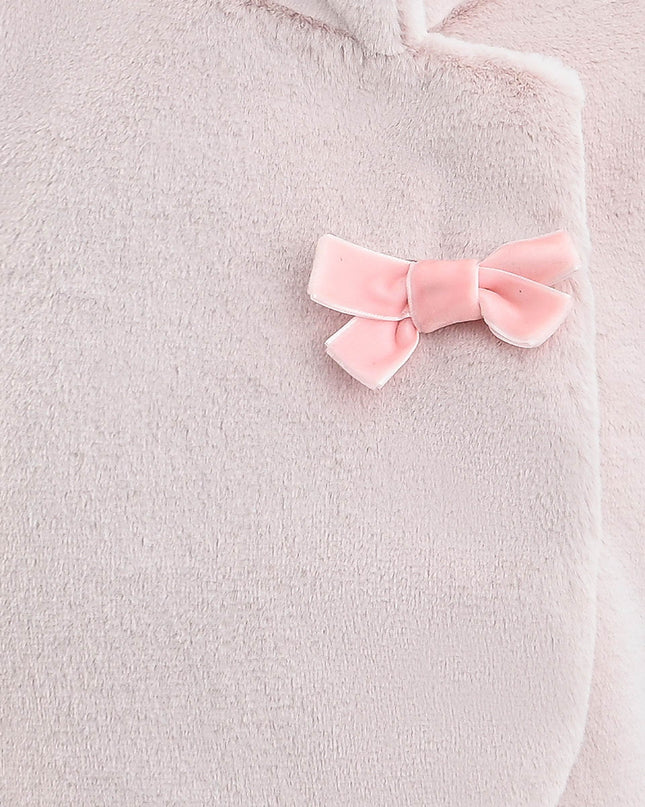 kids atelier tulleen Pink Plush Asymmetrical Coat for cold‑weather