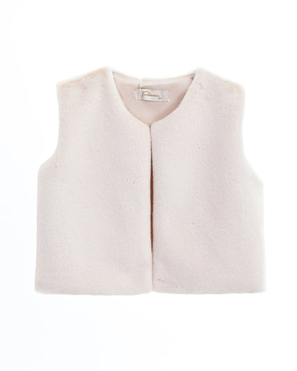 kids atelier tulleen Ivory Plush Fur Vest