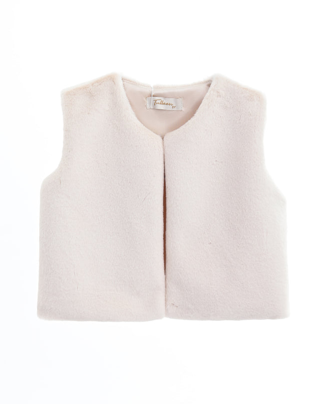 kids atelier tulleen Ivory Plush Fur Vest